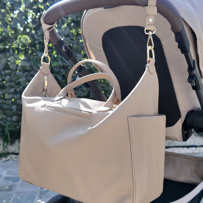 Wickeltasche - Leder Beige